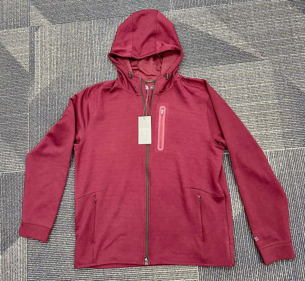 VRST Pinnacle Fleece Full Zip Hoodie Dark Cranberry Large Mens